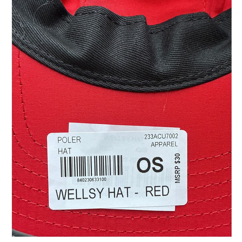 NWT POLER Wellsy Snapback Baseball Cap Hat in Red & Gray One Size - Picture 5 of 5